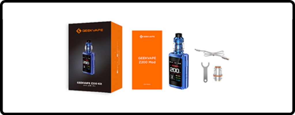 Le contenu de la boîte du kit Z200 par Geekvape